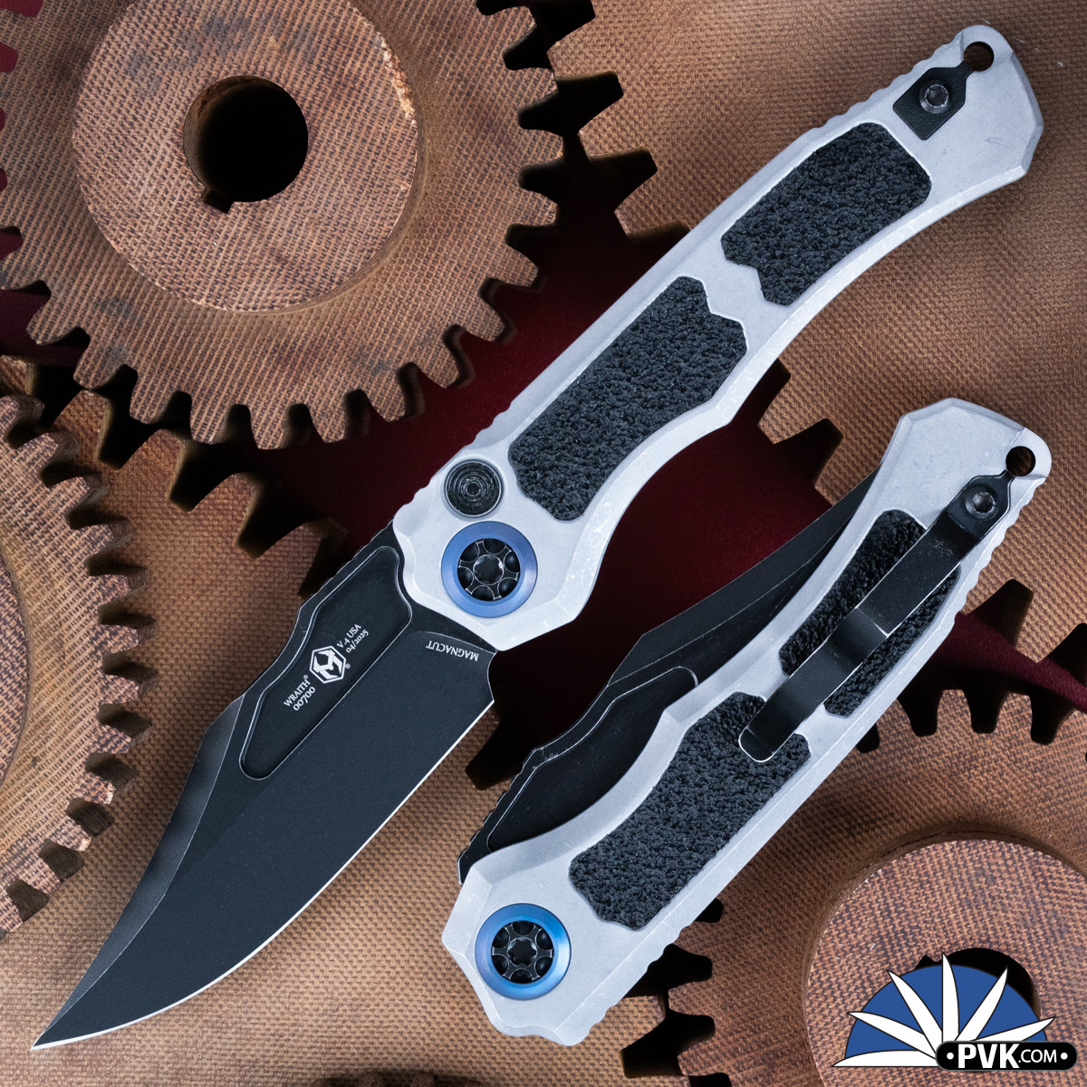 Heretic Knives Wraith V4 Auto Bowie Battleworn Black, Blizzard