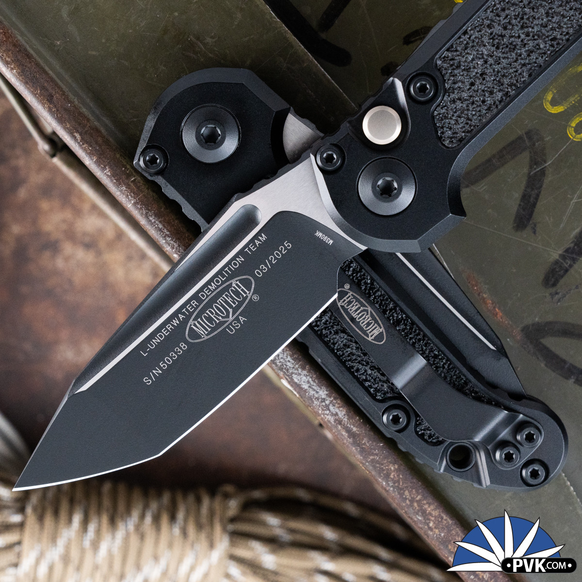 Microtech LUDT Gen 3 1136-1T Tanto Black Blade, Black Handle Grip