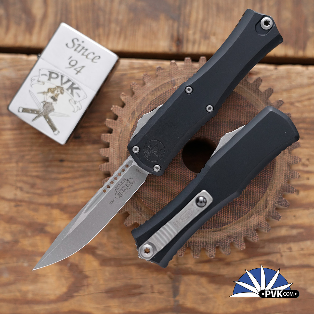 Microtech Hera II Mini 1703M-10AP Single Edge Apocalyptic Blade, Black ...