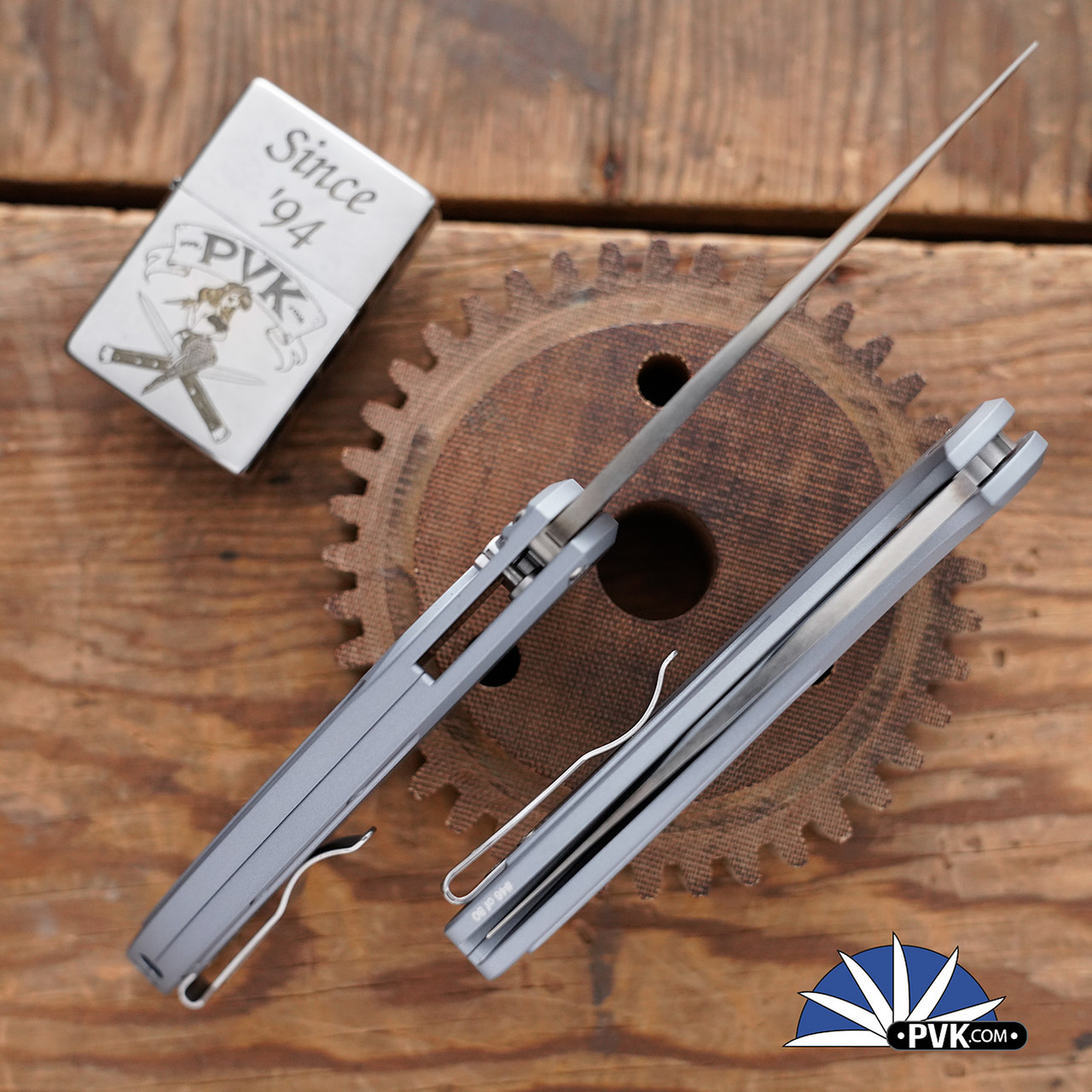 Protech Cambria 2 Flipper Mike Irie Mirror Polish Blade, Grey