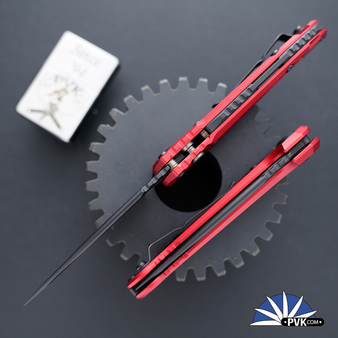 Microtech LUDT Gen 3 1135-1RD Black Blade, Red Handle Grip Inlay - PVK