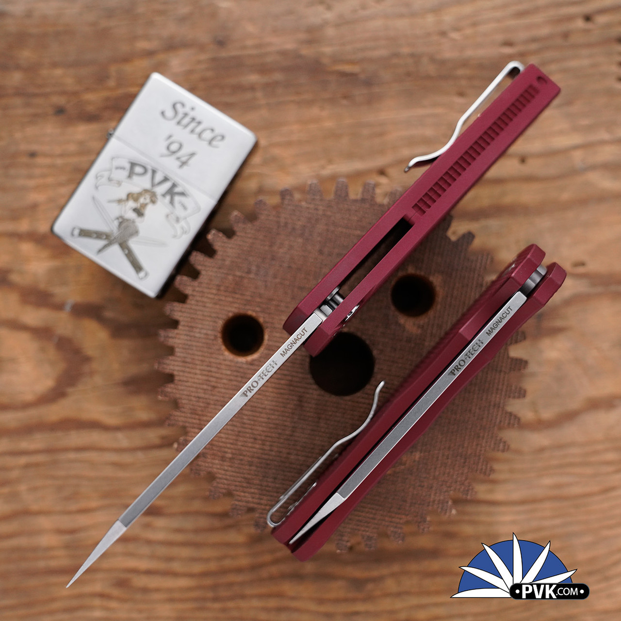 Protech Malibu 5405 LTD-Red Reverse Tanto Flipper Stonewashed