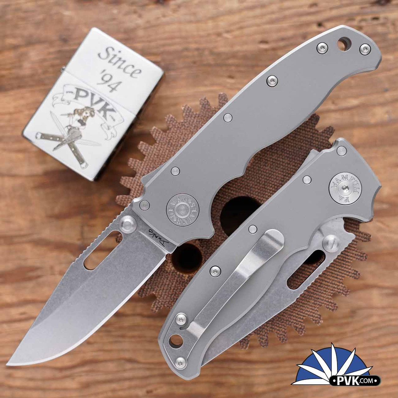 Demko Knives AD20.5 CPM-3V Clip Point, Shark Lock, Smooth Titanium