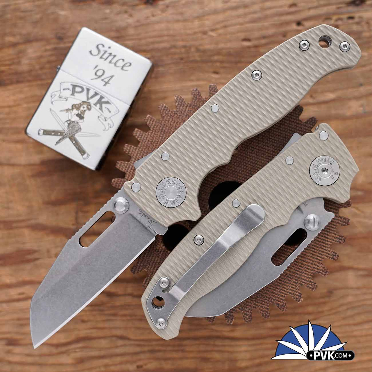 Demko Knives AD20.5 CPM-3V Stonewash Slotted Shark Foot Blade 