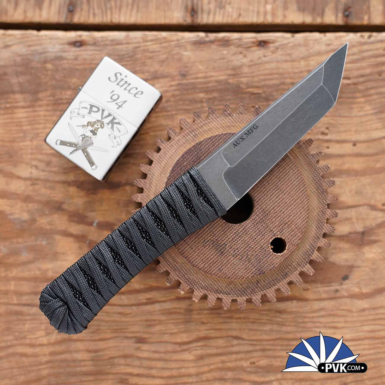 Auxiliary Manufacturing KTK, AEB-L Tanto Blade, Black Wrapped