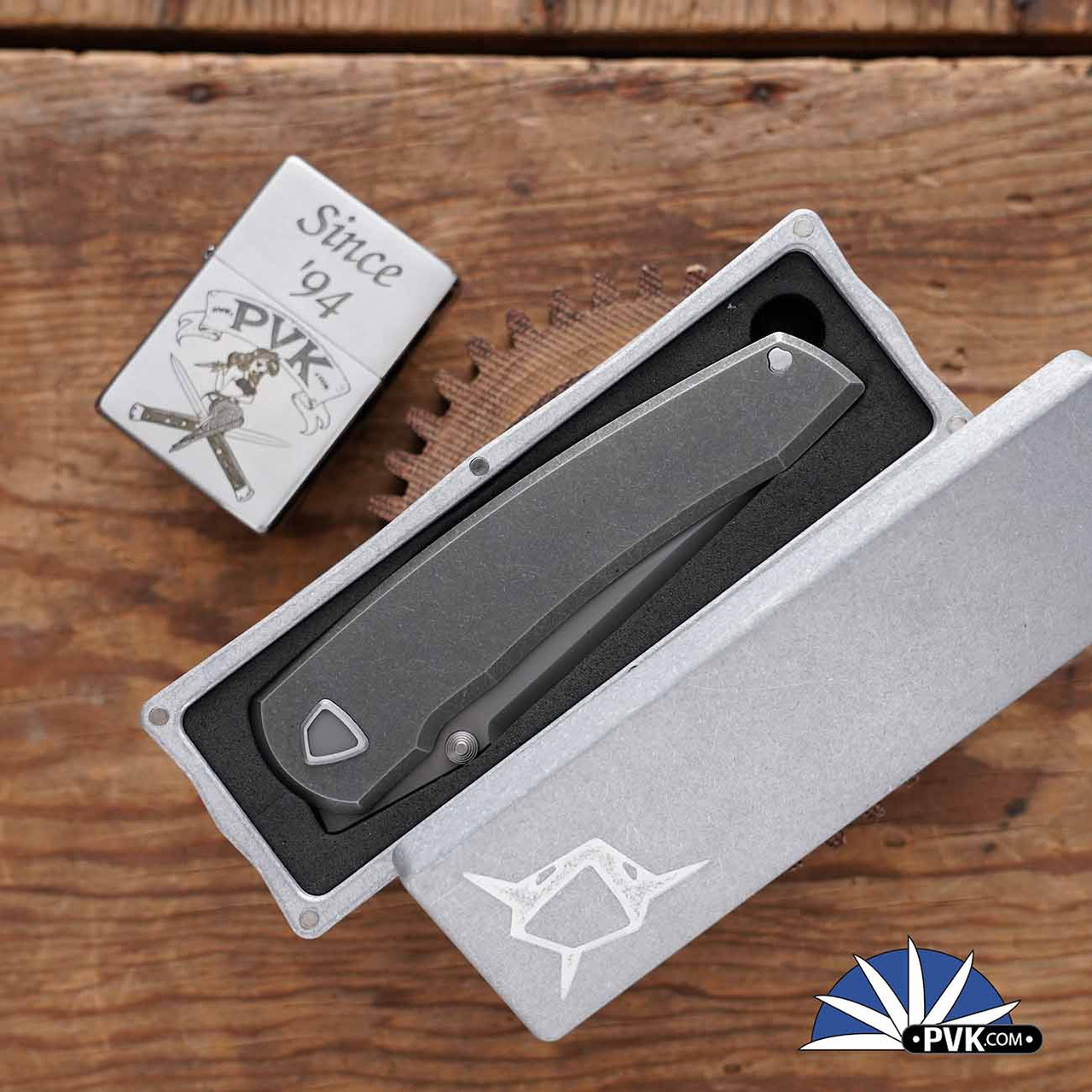 Sharknivco Waka, Stonewashed RWL34 Blade, Stonewashed Titanium