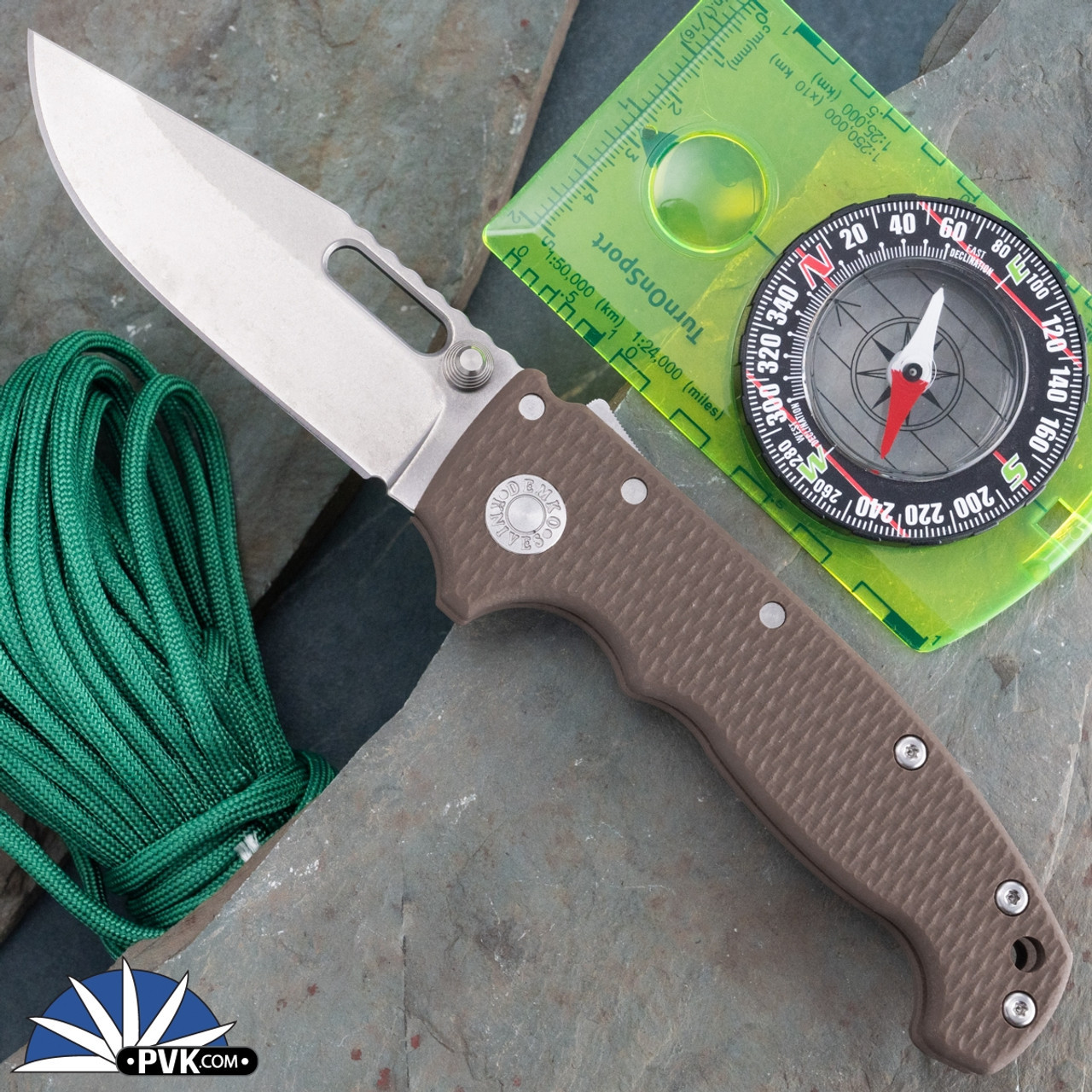 Demko Knives MG AD20S Shark-Lock Stonewash Clip Point Blade, Flat