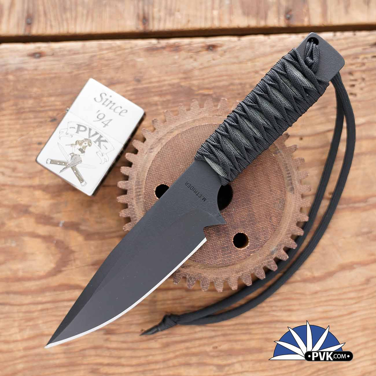 Strider Knives SA Fixed Blade Cord Wrapped Handle Black Coated - PVK