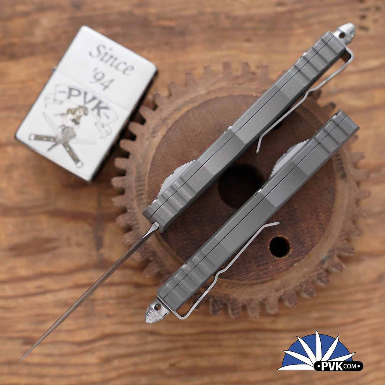 Microtech Dirac 225-10NC Stonewashed Blade, Natural Clear Handle - PVK