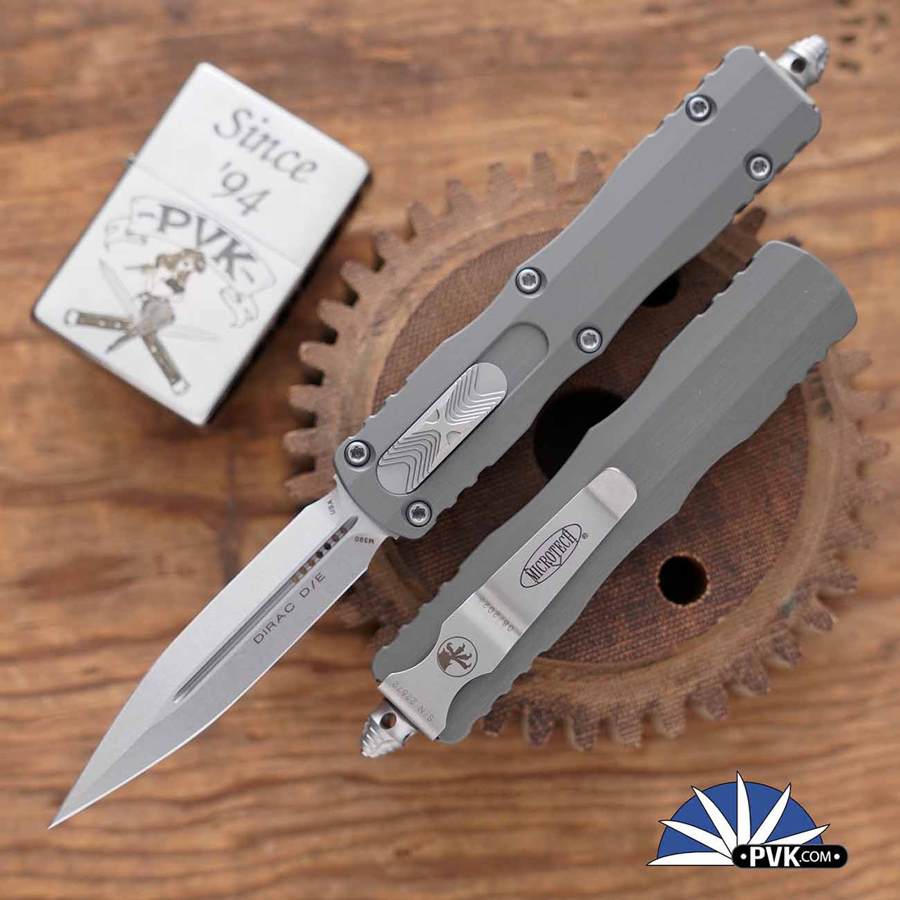 Microtech Dirac 225-10NC Stonewashed Blade, Natural Clear Handle - PVK