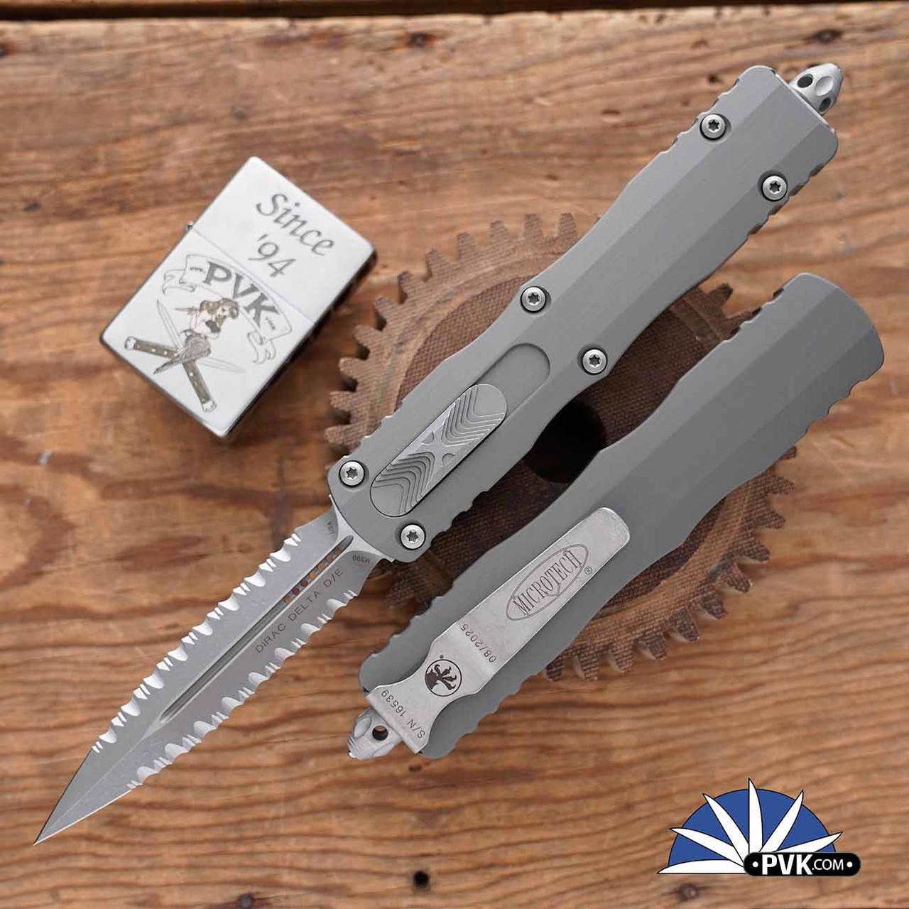 Microtech Dirac Delta 227-D12APNC Apocalyptic Double Full Serrated