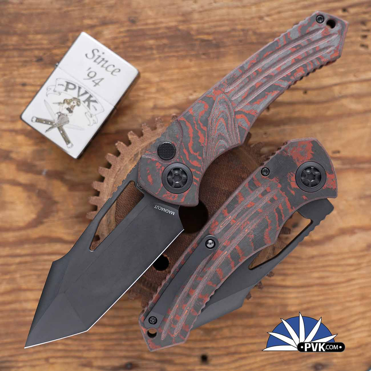 Heretic Knives Pariah Manual DLC Tanto, Red Camo Carbon - PVK