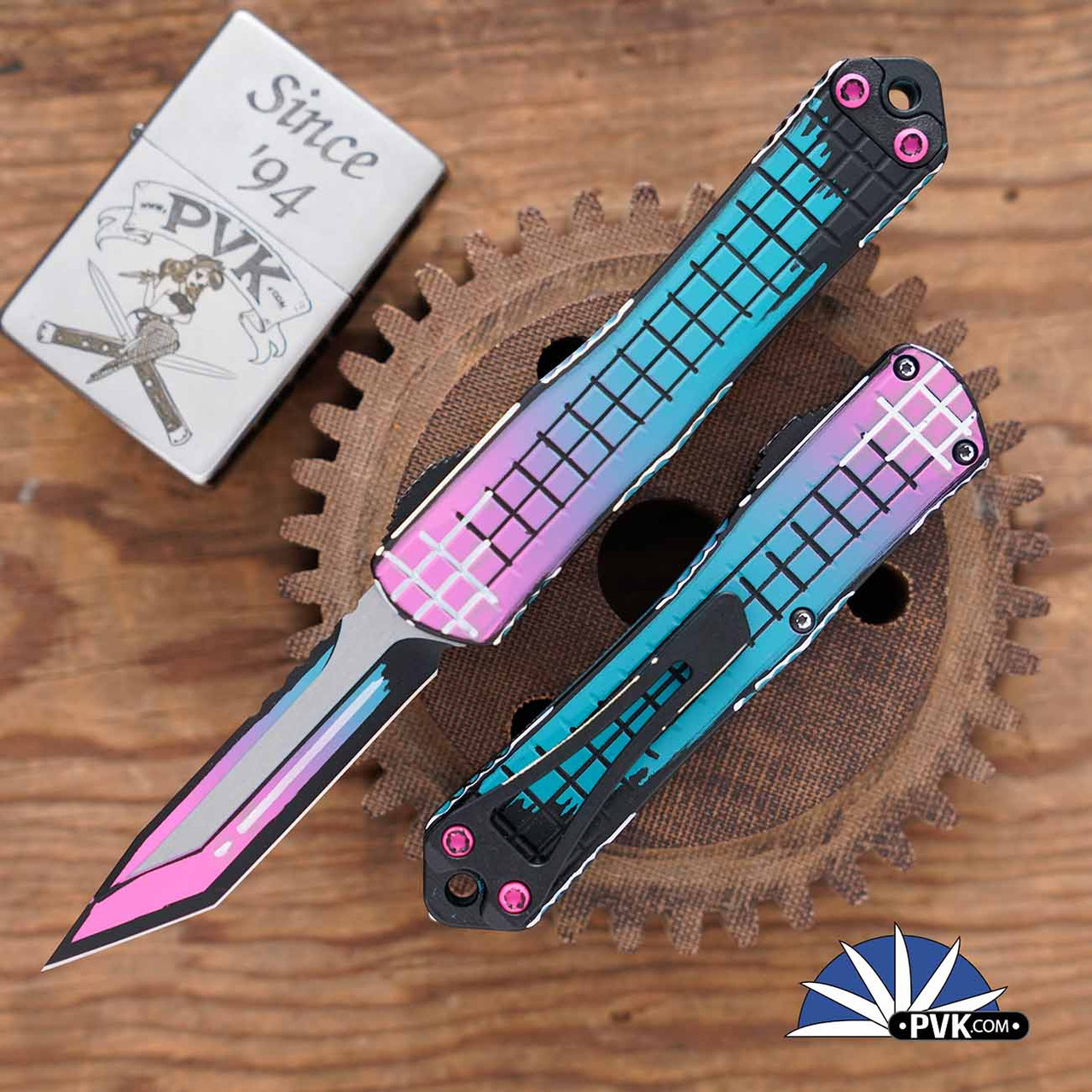 Heretic Knives Manticore-S Tanto Blade, Cel Shade Miami Vice