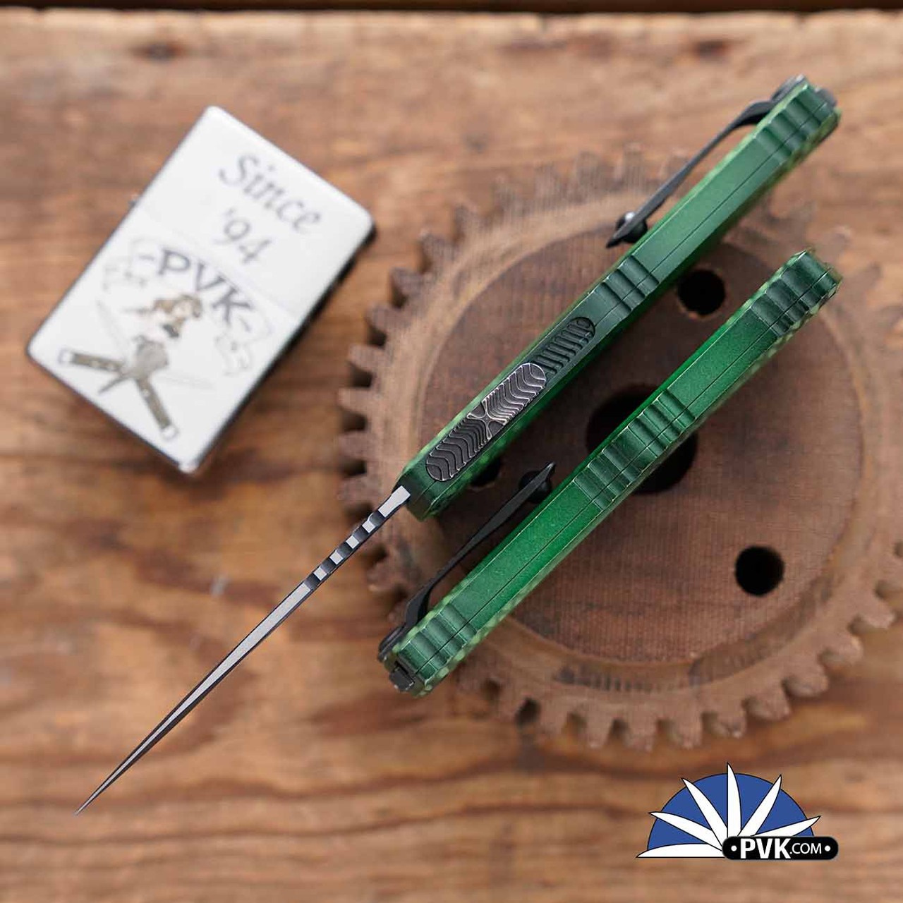 Microtech Hera II Mini 1703M-1GRX51S Single Edge Black Blade, Green X ...