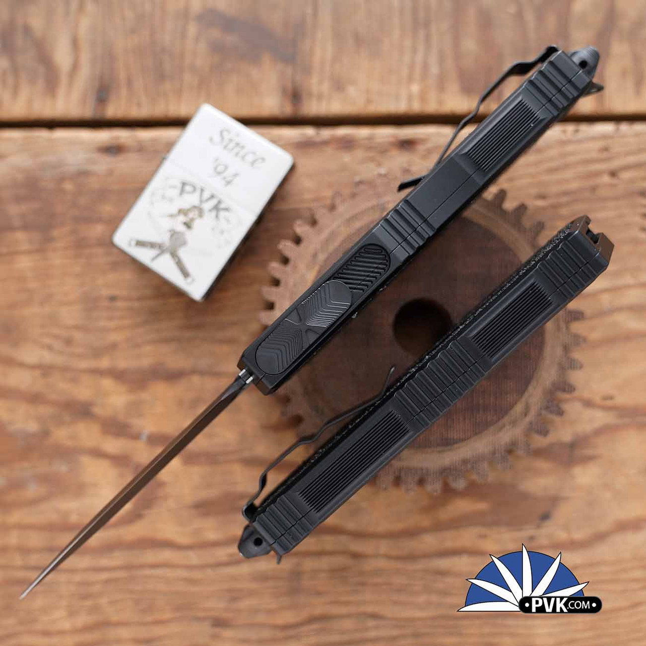 Microtech Scarab 2 Gen 3 1280-1T Double Edge Black Blade, Black