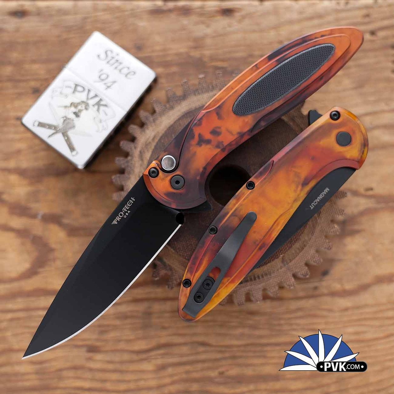 Protech Cambria Flipper CF2103-DF DLC Magnacut Blade, Del Fuego