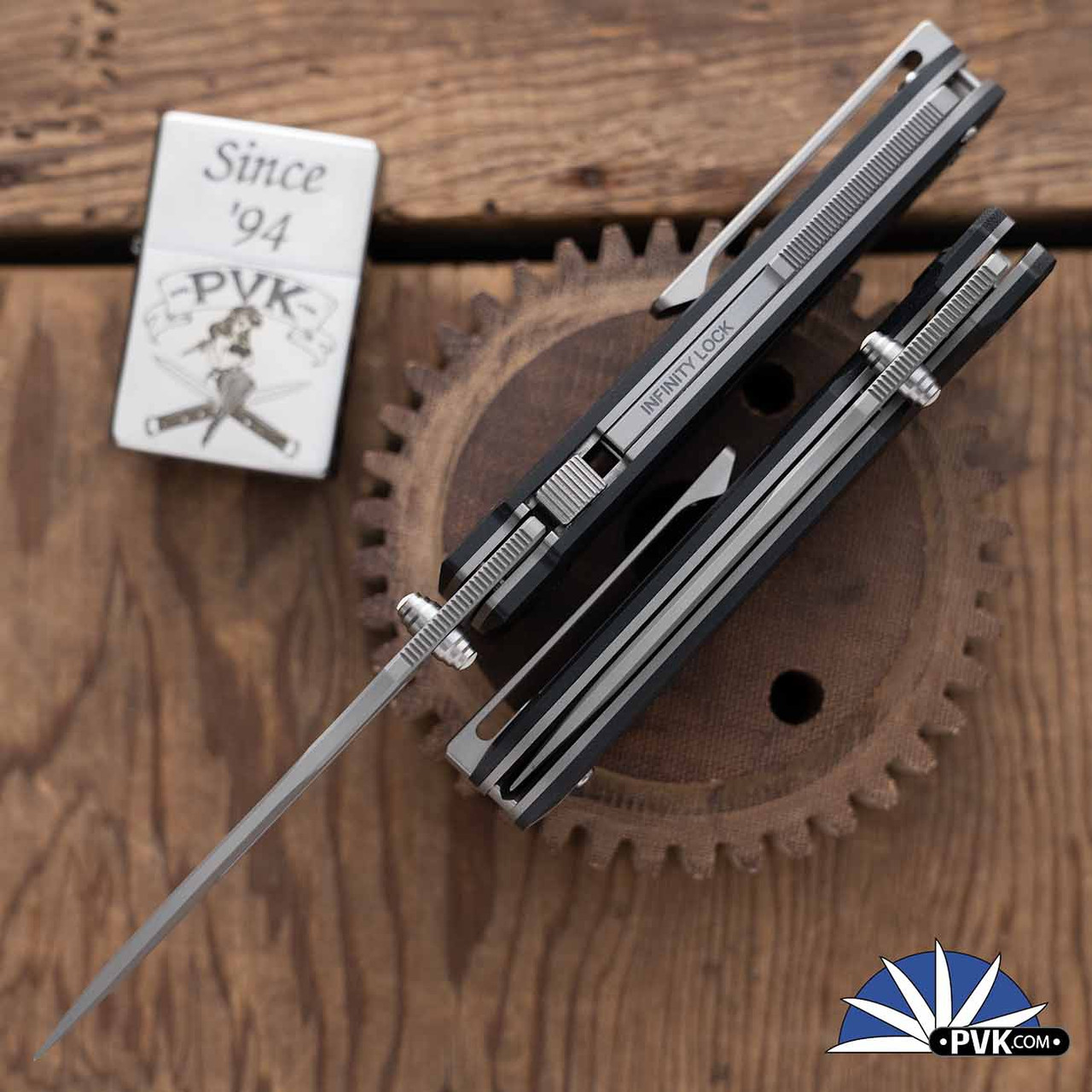 Damage Mark Folding Torch ニトライディングバレル Terrain 365 Invictus Top Lock Folder, Terravantium Blade, Black
