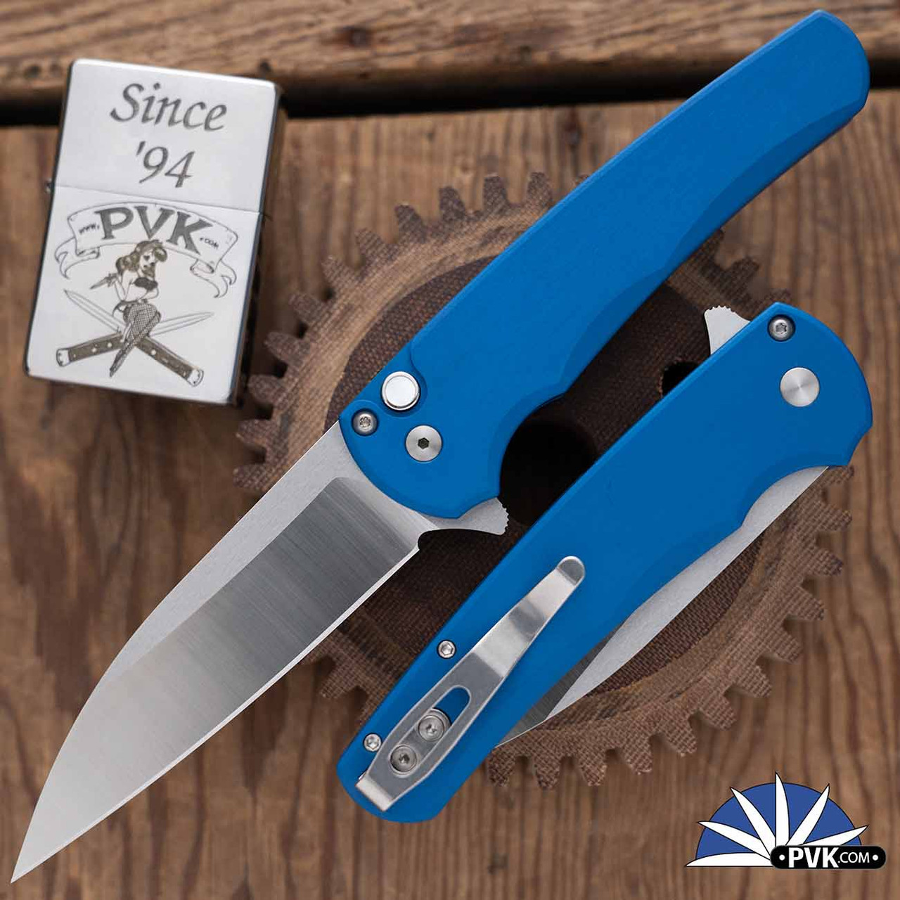 Protech Malibu 5300-LTD-Blue, Satin Magnacut Wharncliffe Blade