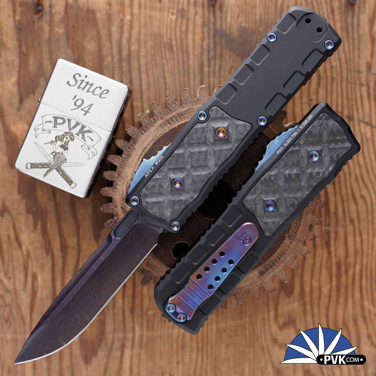Guardian Tactical Apex, Brad Vice Damascus Blade, Black Aluminum