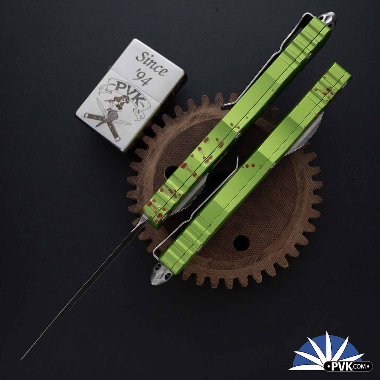 Microtech Dirac Delta 227-10Z, Stonewashed Blade, Zombie Handle - PVK
