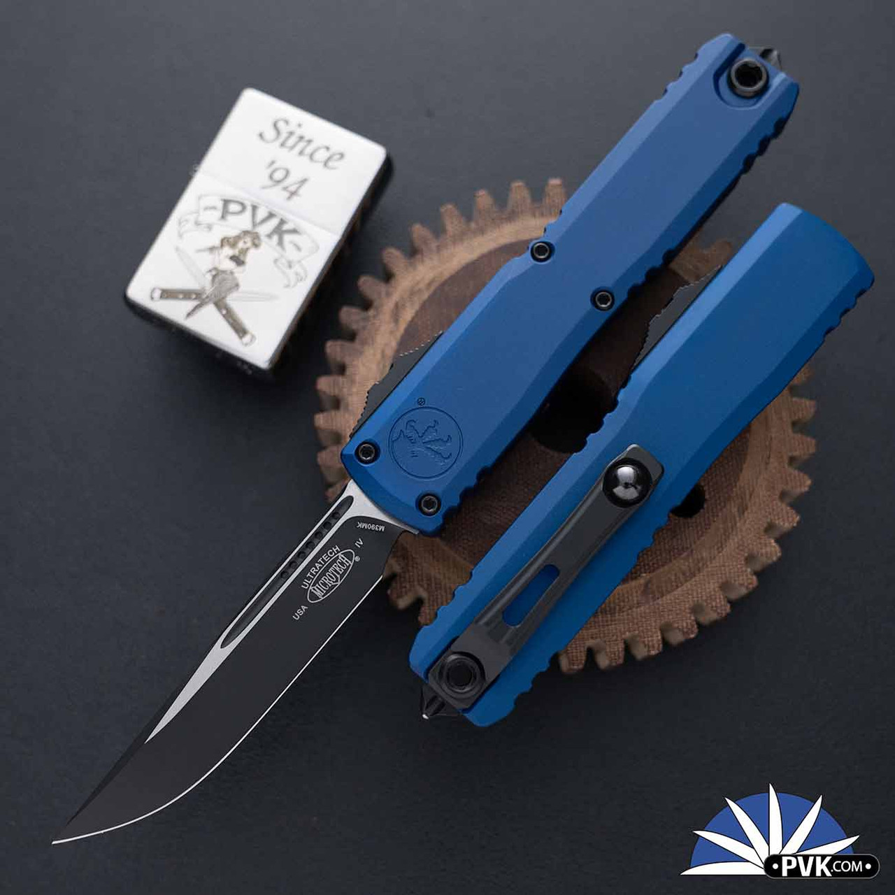 Microtech Ultratech Gen 4 11214-1NA, Single Edge Blade, Navy Handle - PVK