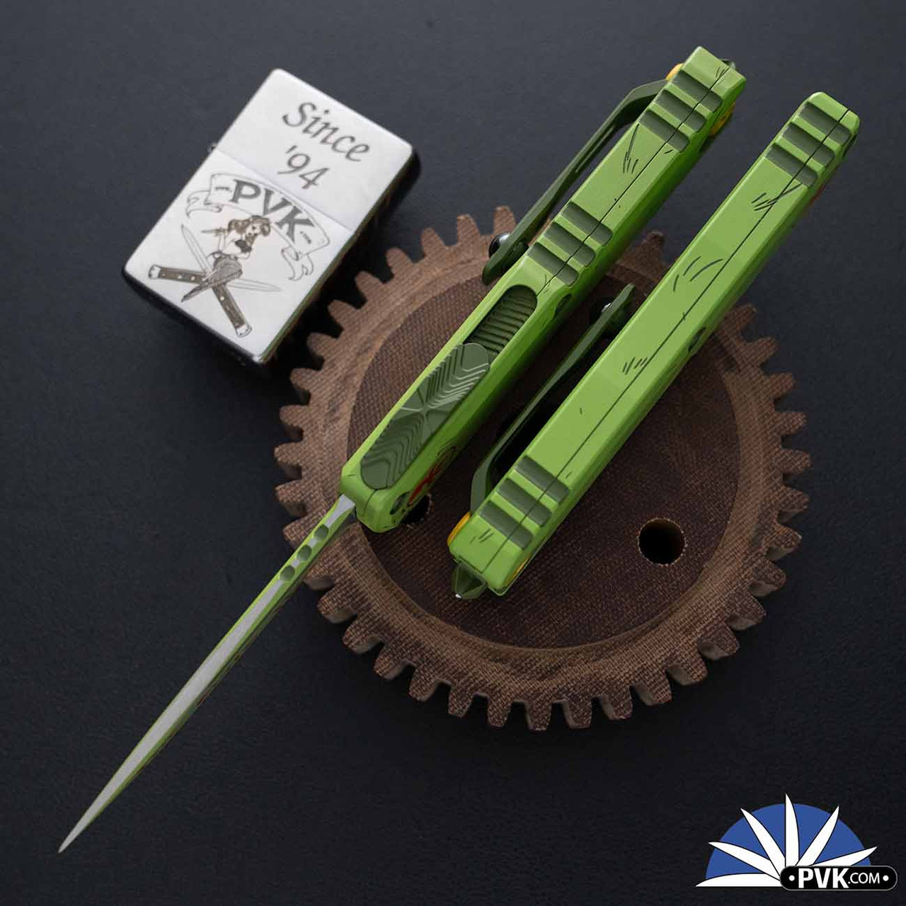 Microtech UTX-85 Gen 4 S/E 12314-1GNS Single Edge Blade, Grinch