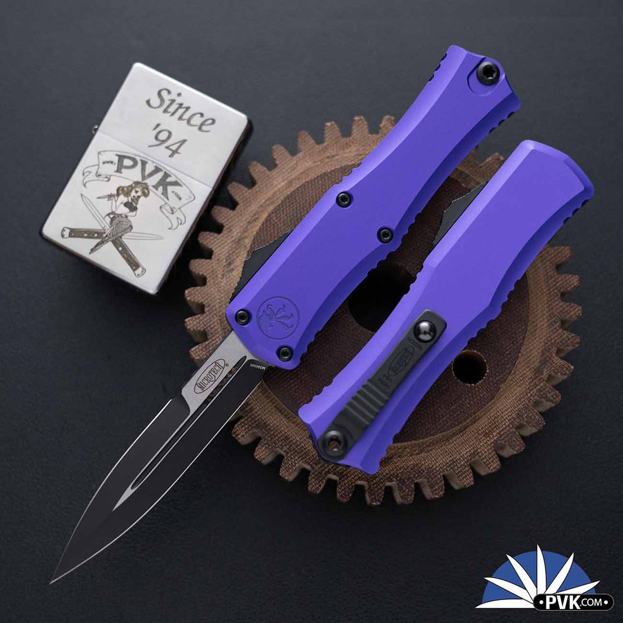 Microtech Hera II Mini 1701M-1PU Bayonet Black Blade, Purple