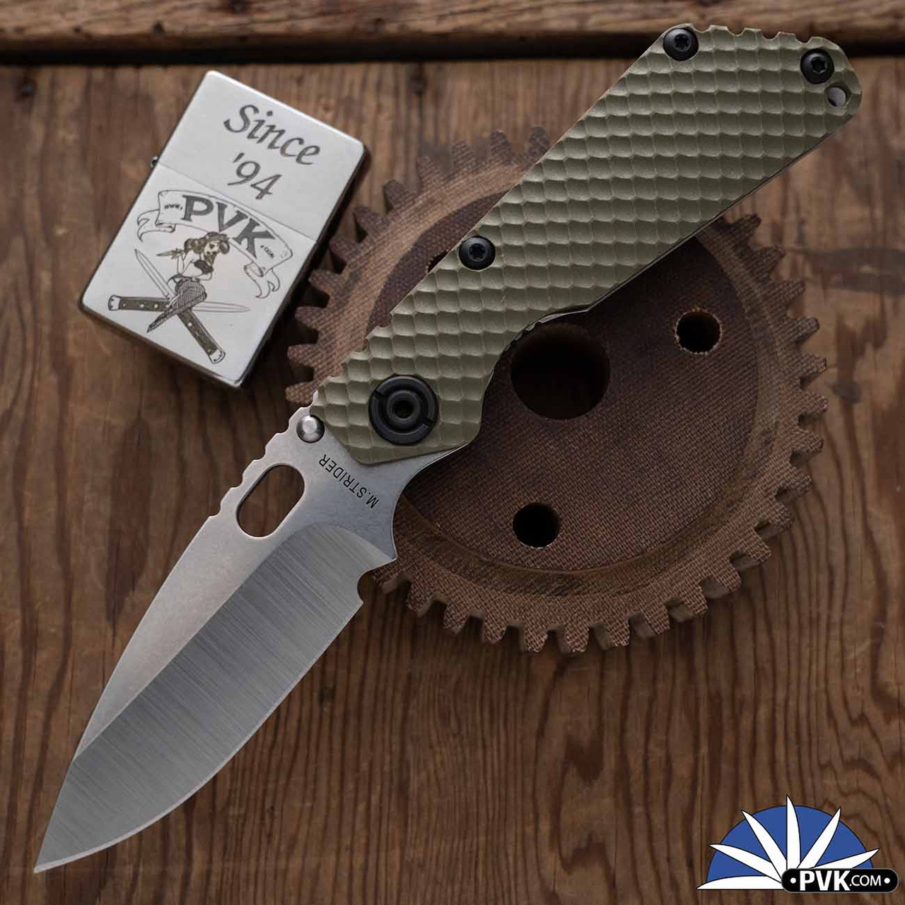 Strider Knives SnG Stonewashed Drop Point Magnacut Blade, OD Green