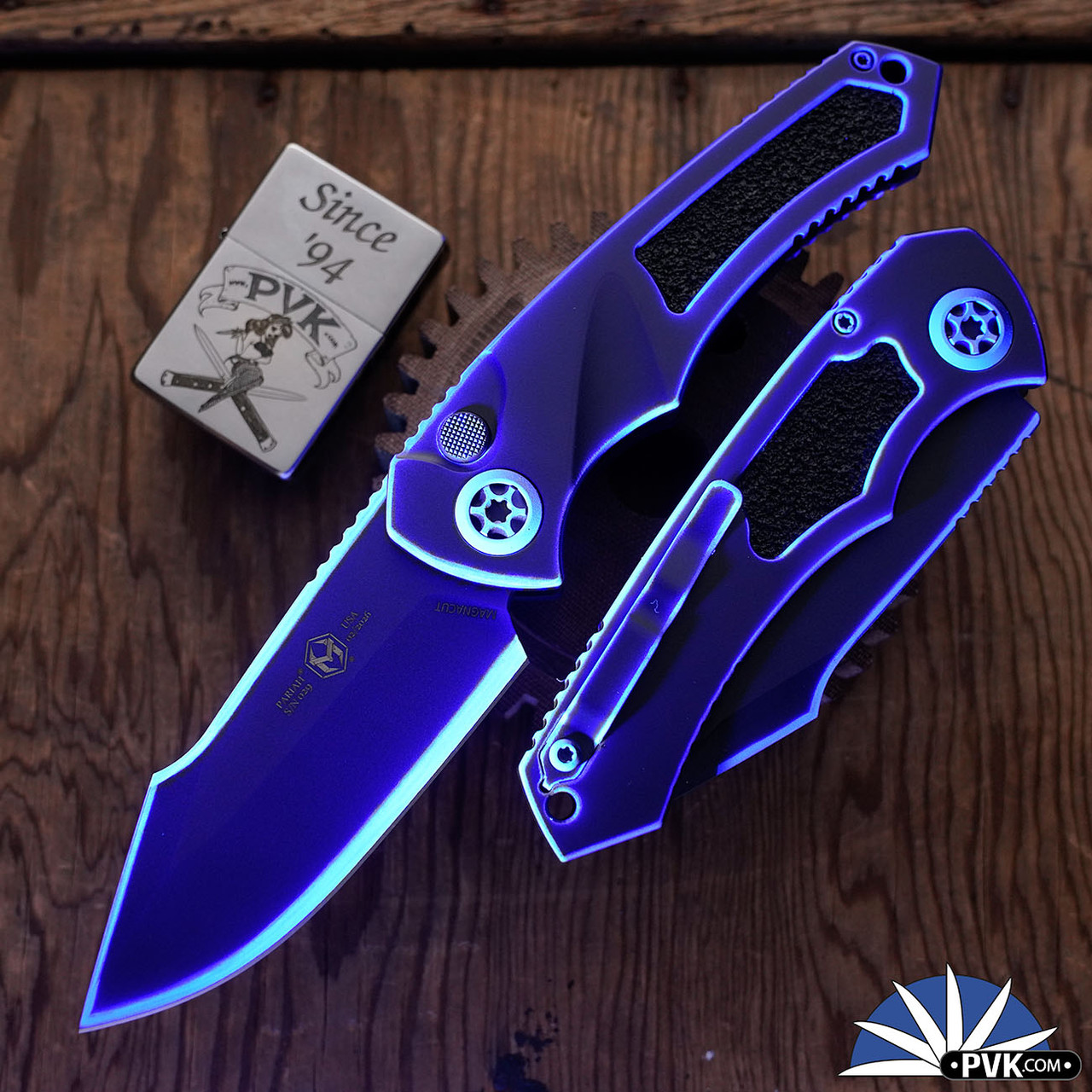 Heretic Knives Pariah Auto, S/E Magnacut Blade, Secret Cel Shade