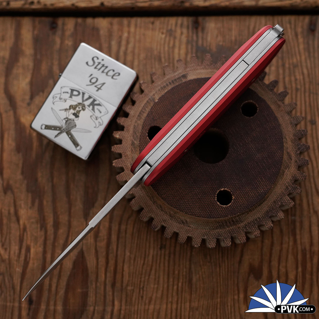 Chuck Gedraitis Switch Army Auto, Traditional Blade, Red Pinstripe
