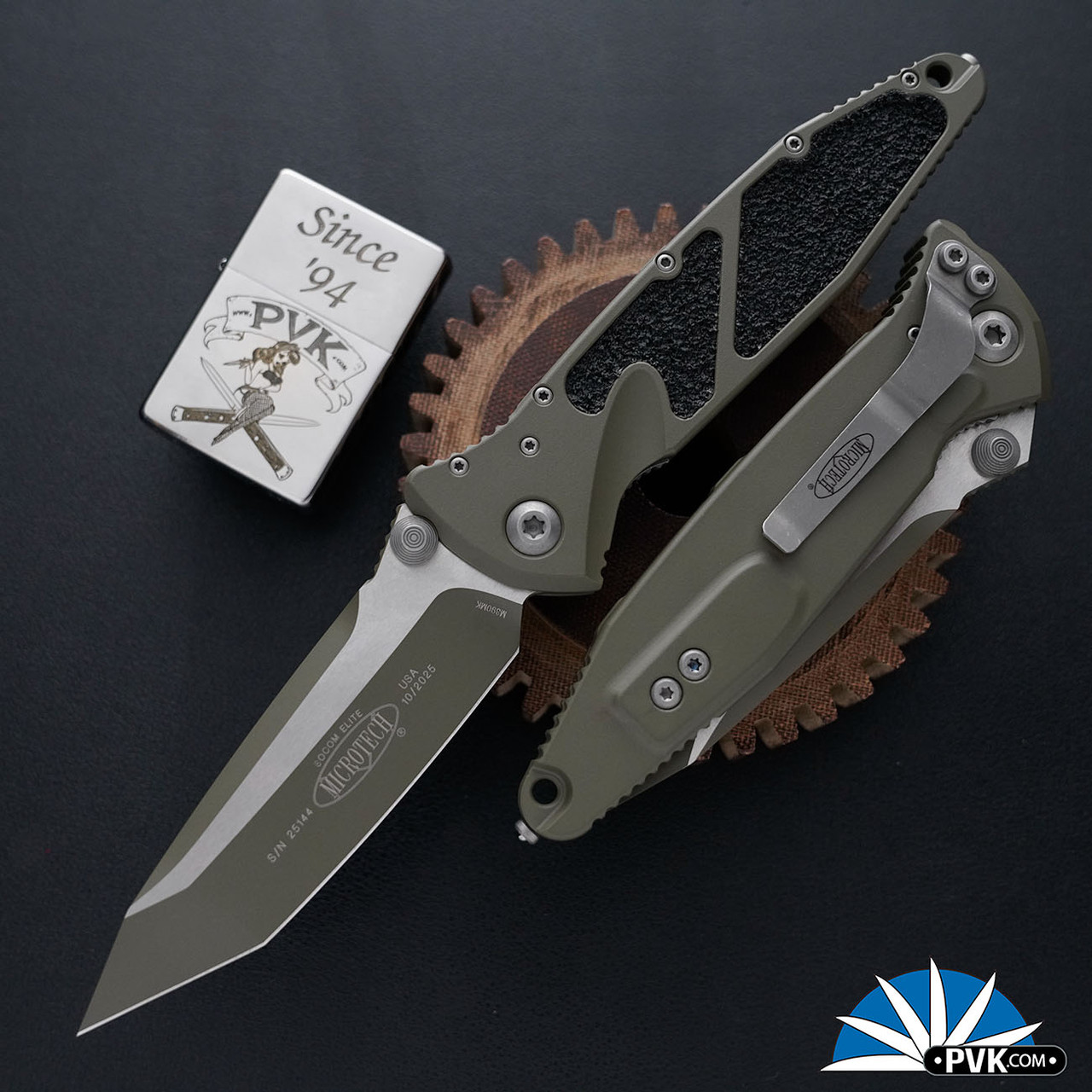 Microtech SOCOM Elite 161-1MG-C21Z13, Tanto Blade, Moss Green