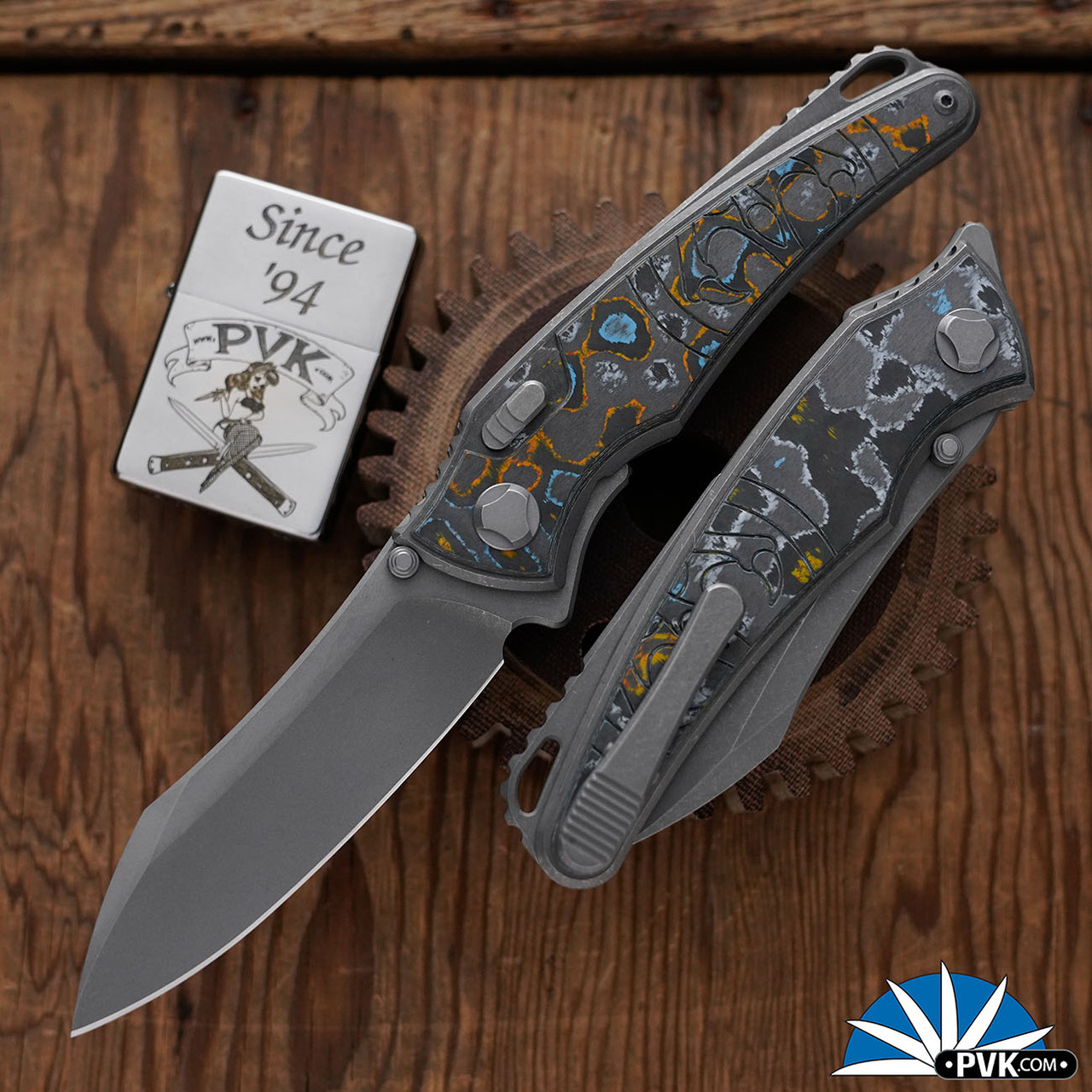 Hawk Knives Talon Stonewashed M390 Blade, Gulf Camo Carbon Handle ...