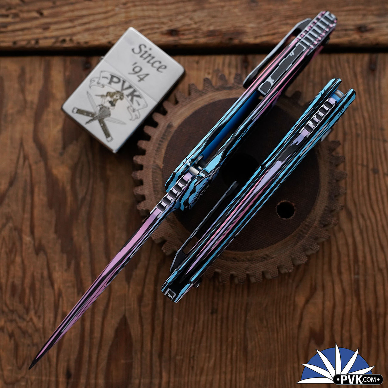 Heretic Knives Wraith V4 Manual Clip Point Blade, Cel Shade Cotton