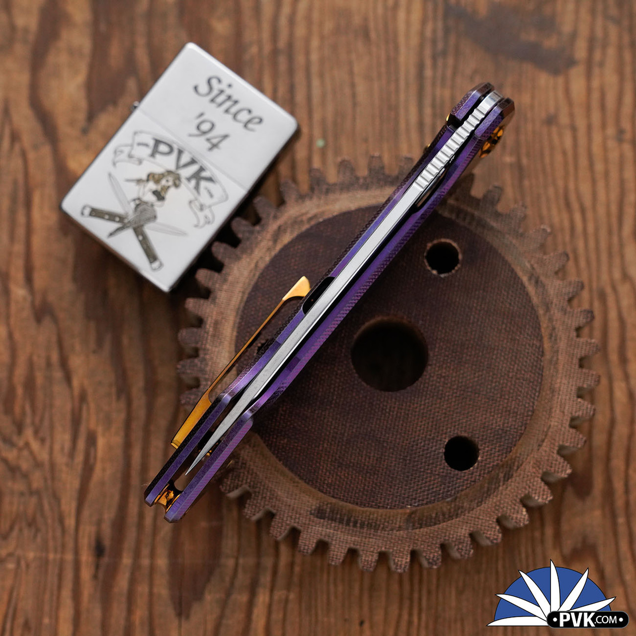 417CNC Acer #30, CMP154 Blade, Purple Titanium Handle, Bronze