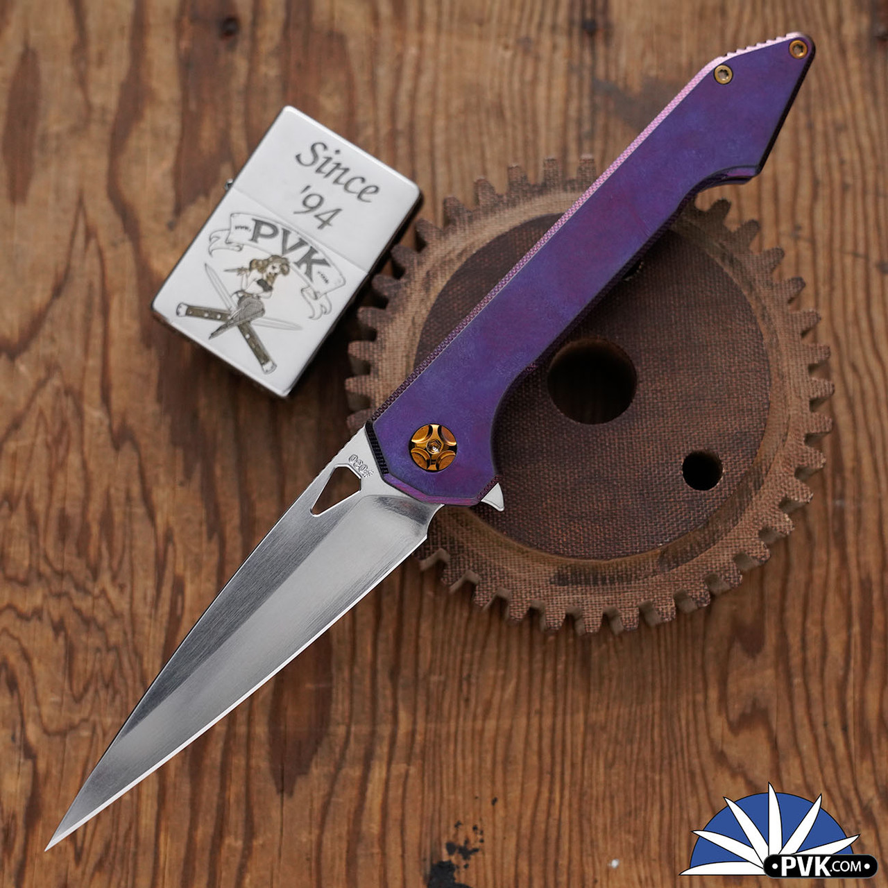 417CNC Acer #30, CMP154 Blade, Purple Titanium Handle, Bronze