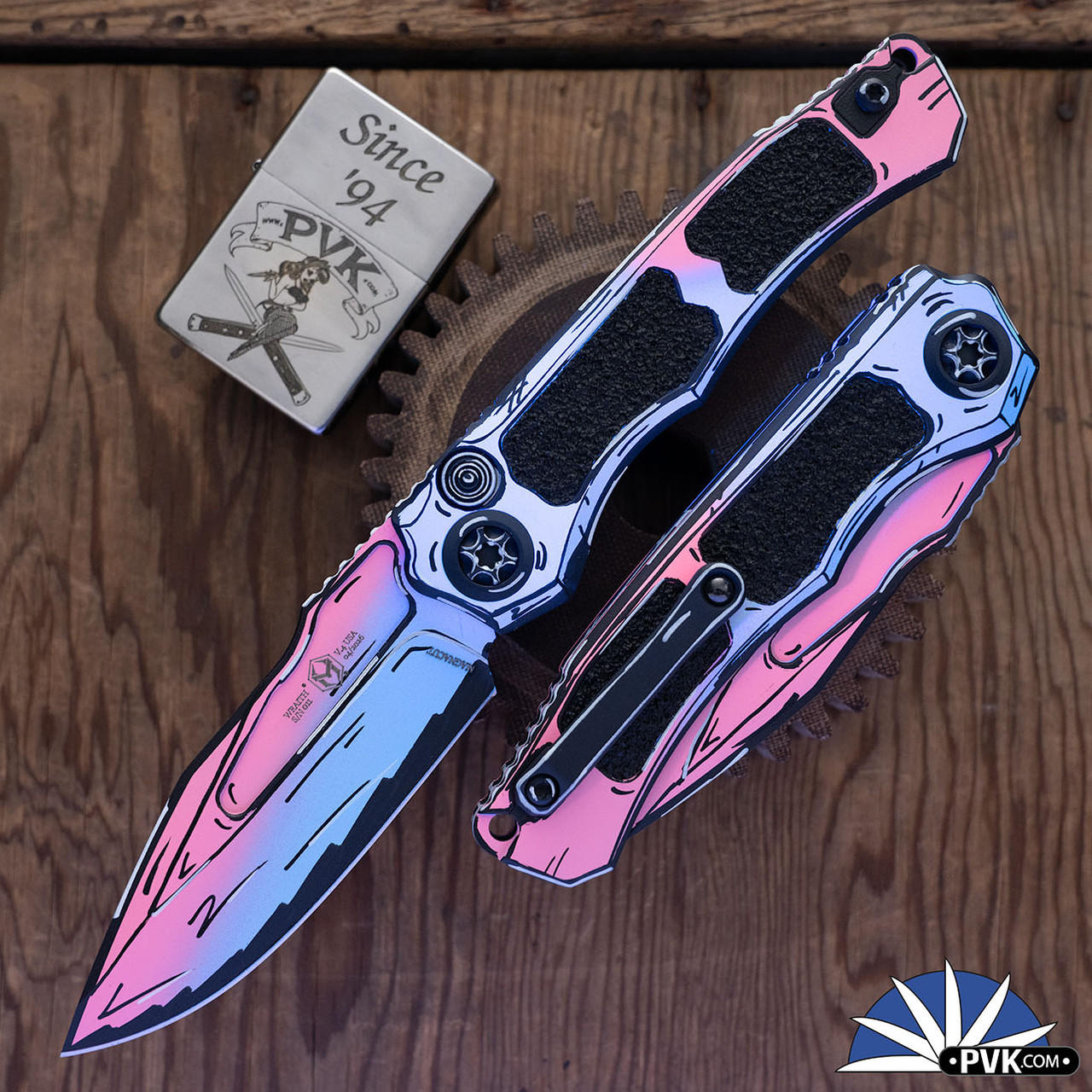 Heretic Knives Wraith V4 Auto Clip Point Blade, Cel Shade Cotton