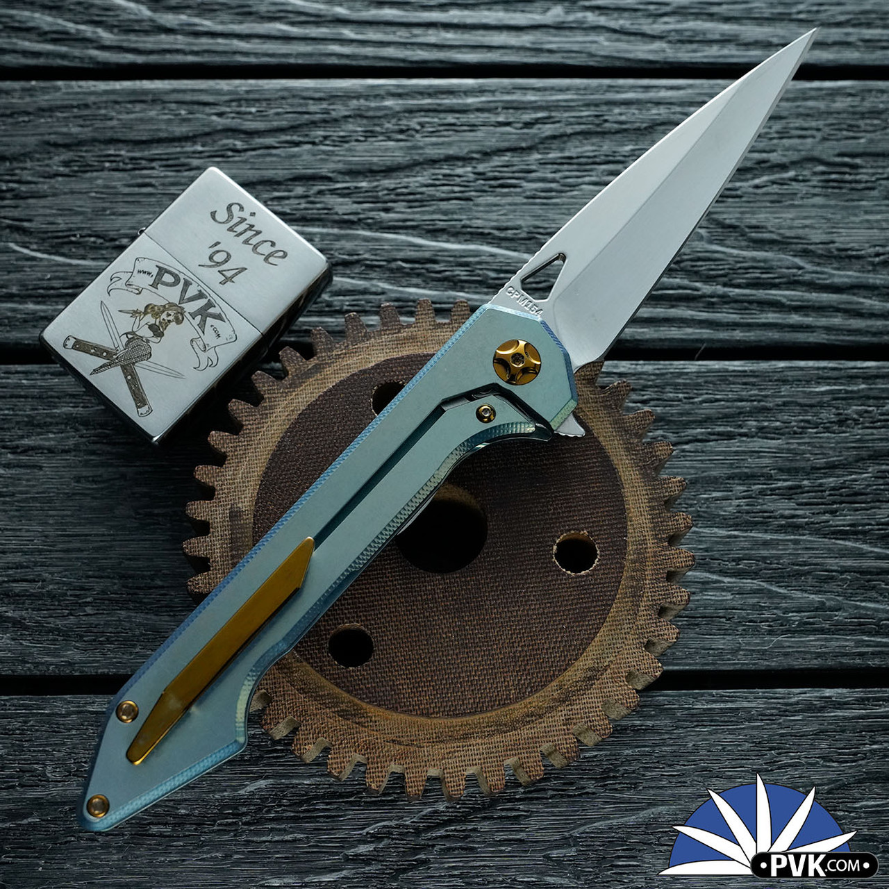 417CNC Acer #43, CMP154 Blade, Seafoam Titanium Handle, Bronze