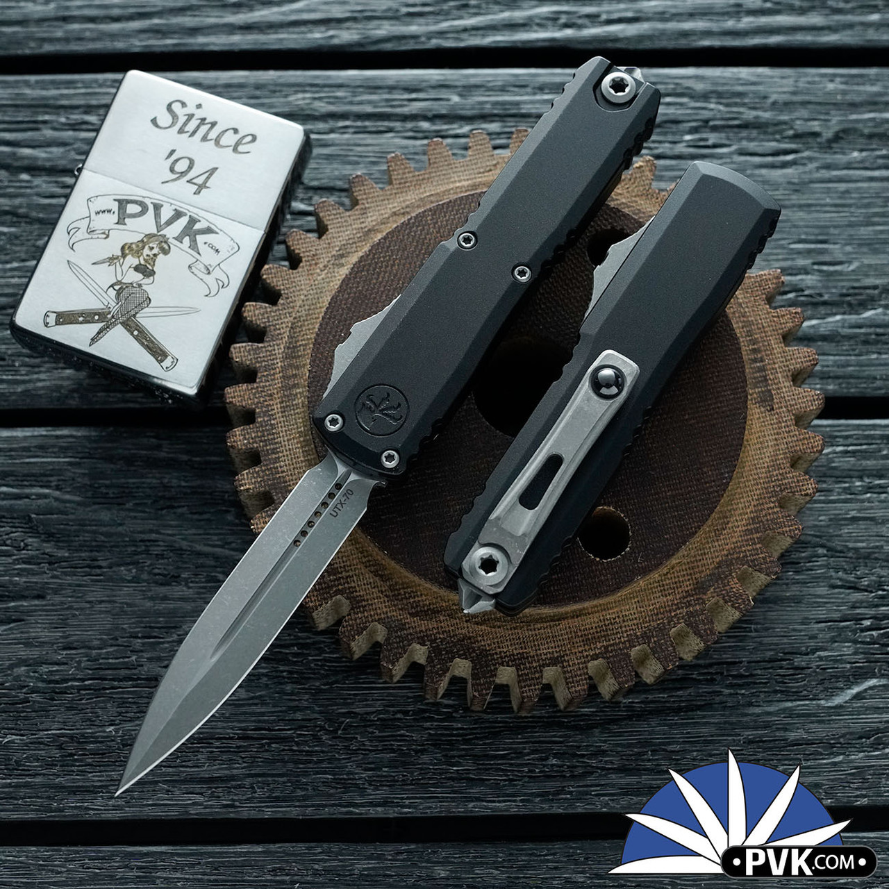 Microtech UTX-70 Gen 4 11474-10AP, Apocalyptic Double Edge Blade