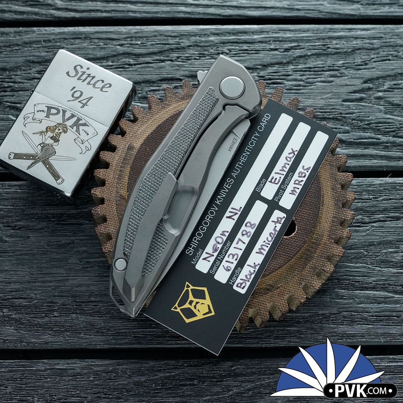 Shirogorov Knives Neon Lite, Stonewashed Elmax Blade, Stonewashed