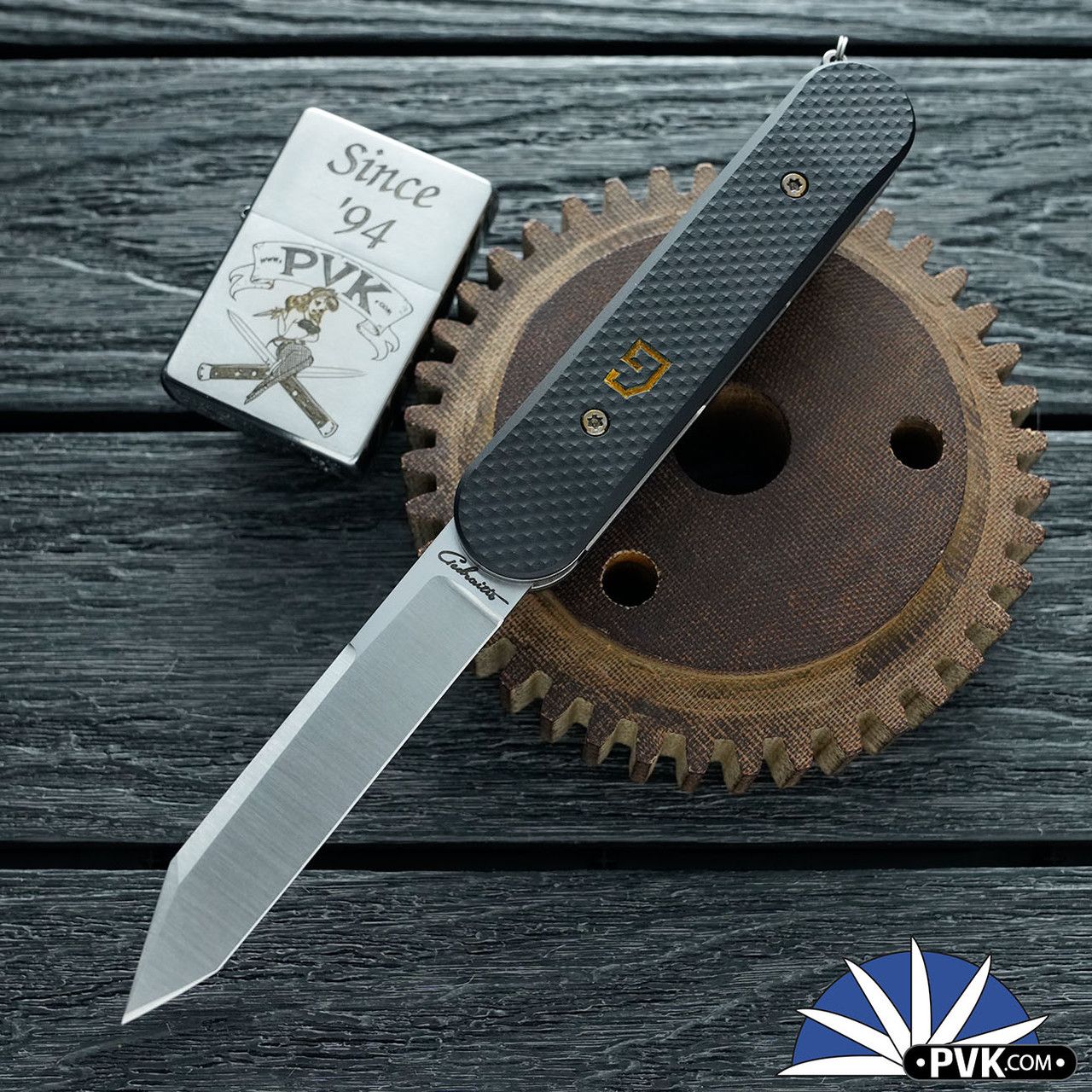 Chuck Gedraitis Switch Army Auto, Satin Tanto Blade, Black Diamond