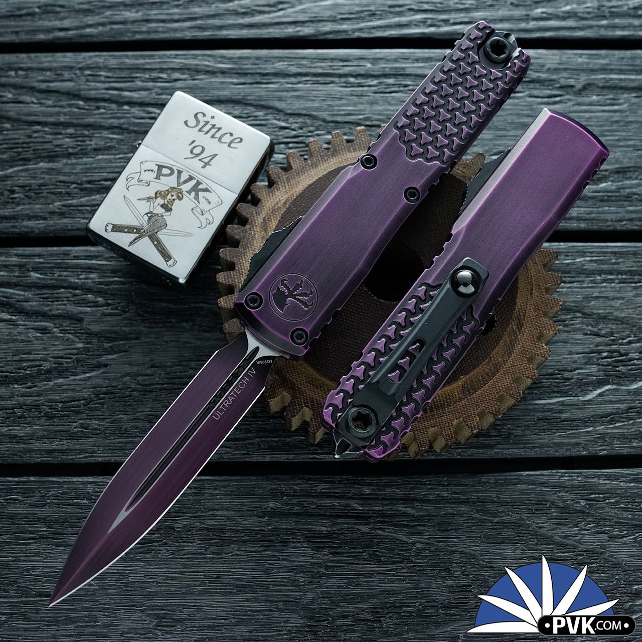 グッチ8600M2点セット マグナーニ ダークパープル 紫 Microtech Ultratech Gen 4 11224HT-1PUAA, Black Double Edge Blade