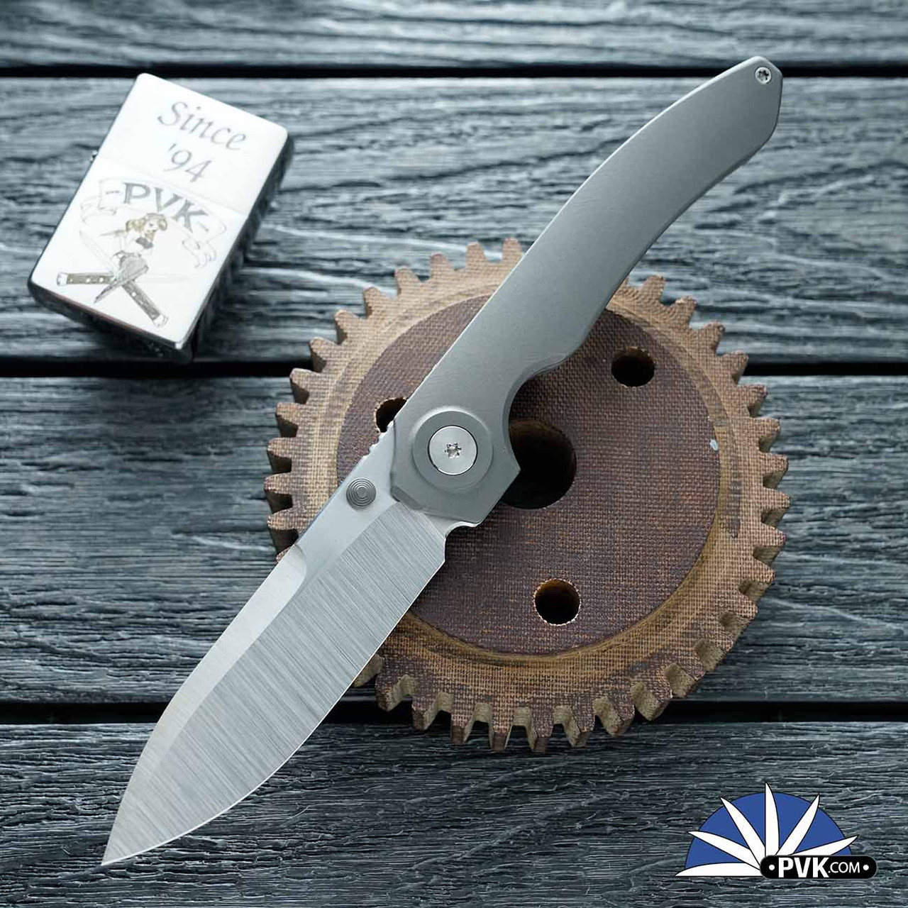 Carver Knives Vagrant, Satin CPM-154 Blade, Bead Blast Titanium