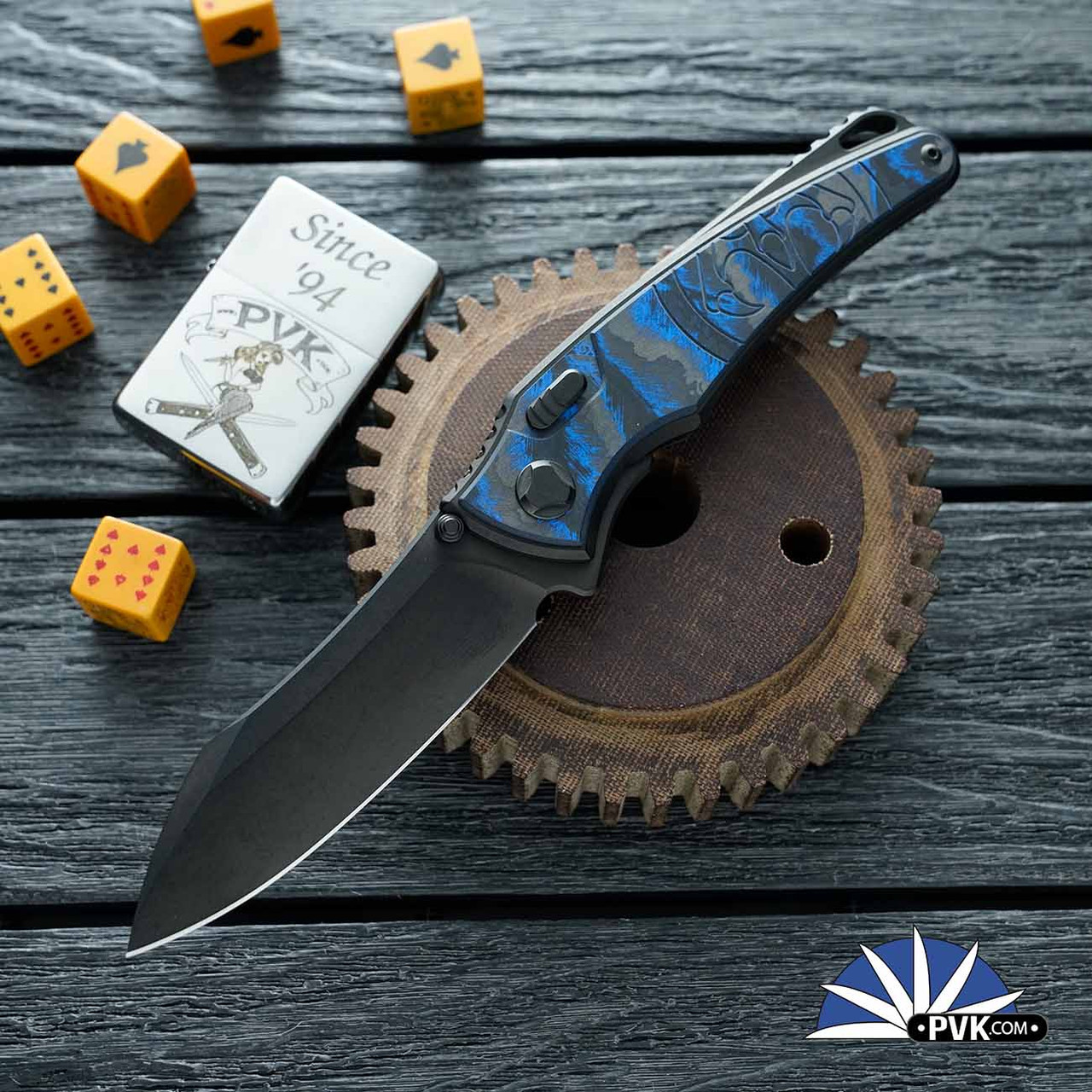Hawk Knives Talon, Stonewashed DLC M390 Blade, Black DLC Frame W