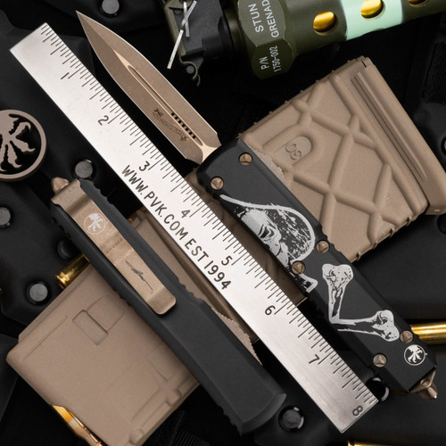 Microtech Ultratech LTD Death Card Signature Series D/E Bronze 122-13DCS