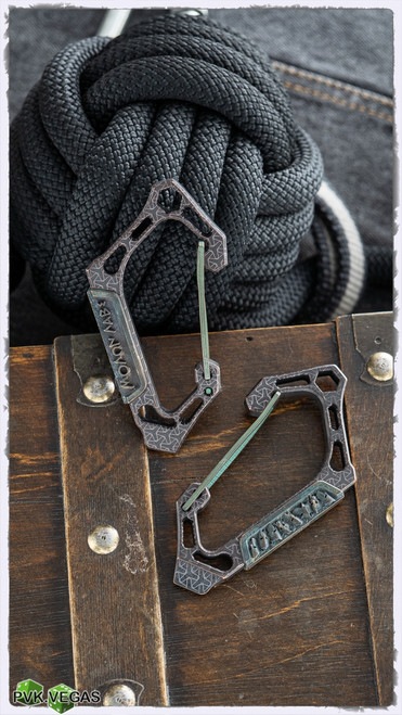 Custom Zieba Molon Labe Carabiner Green & Bronze
