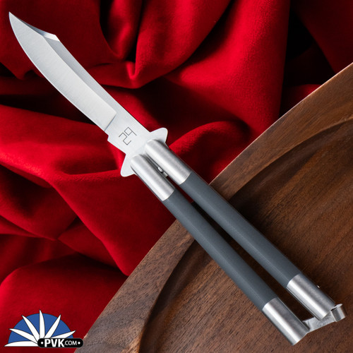 29 Knives Custom 4" S35VN Scimitar Blade, Gray G10 Channel Cut 303 Stainless Steel