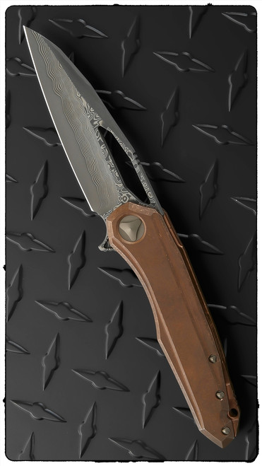 Marfione Custom Sigil Copper Chasis Cowry X Damscus Blade SN003