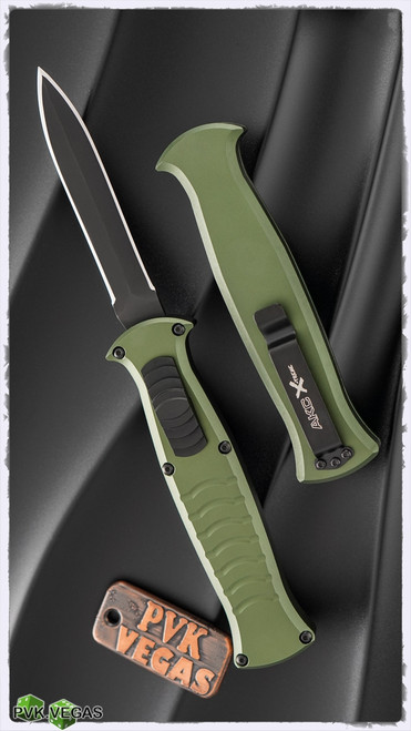AKC X-Treme EVO OTF With Clip Green Handle Black Button Black Dagger Blade