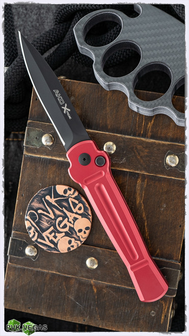 AKC X-treme Ace Automatic Knife - Purple Handle Black Blade - PVK