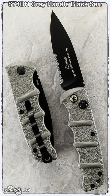 Boker Kalashnikov Auto 94N Fullsize D2 Black Clip Point Serrated Blade Gray Handle